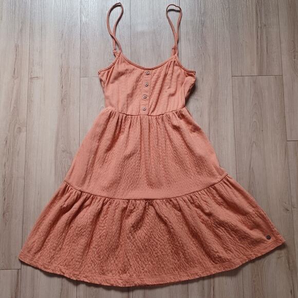 Roxy Beach Hangs Smocked Mini Dress Toasted Nut 90s GVC XS - Picture 6 of 16